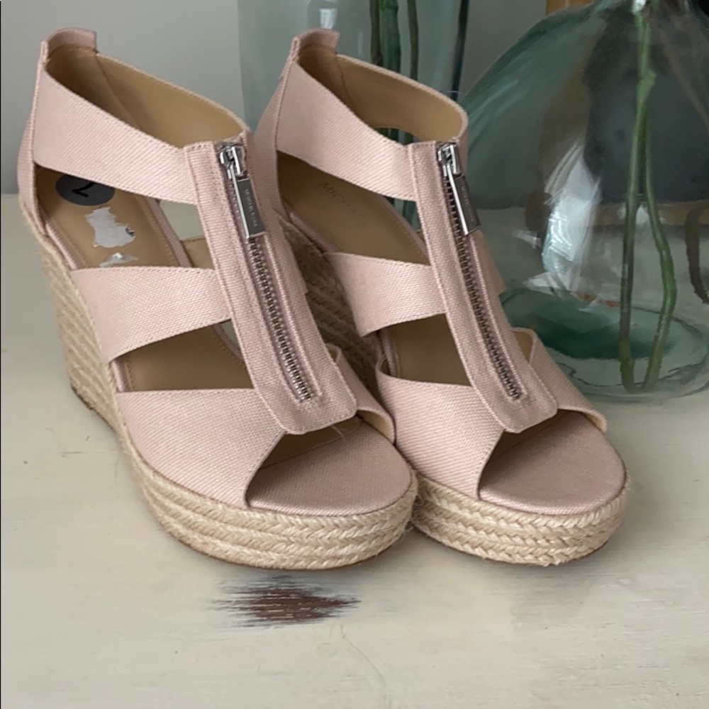 Michael Kors blush colored espadrille wedges